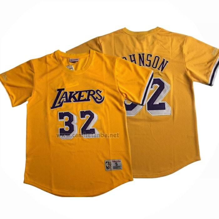 Camiseta Manga Corta Los Angeles Lakers Magic Johnson NO 32 Amarillo
